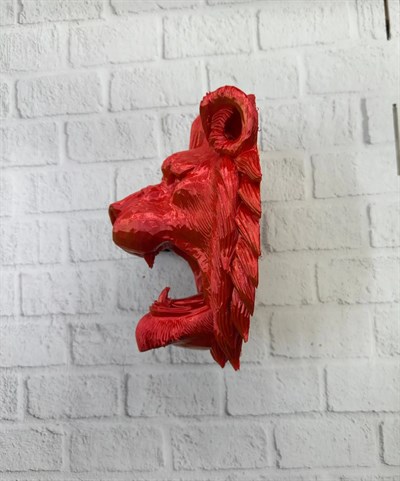 Özel Tasarım 3D Aslan Figürü Duvar Süsü Dekoratif Heykel 20x21 cm