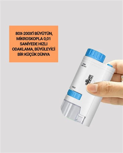 PMMA Optik Lensli Kompakt Taşınabilir Mikroskop