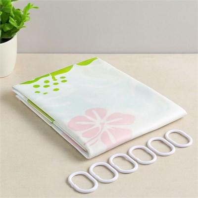 PVC Banyo Duş Perdesi 90x180 cm - 2li, 12 Halka