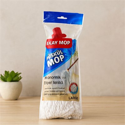 Pamuklu Püsküllü Mop Başlığı 23cm Orta-Large (Klasik Sap)