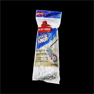 Pamuklu Püsküllü Mop Başlığı 23cm Orta-Large (Klasik Sap)