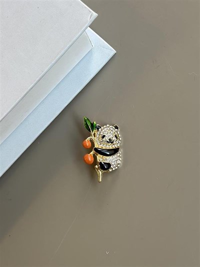 Panda Broş - Beyaz