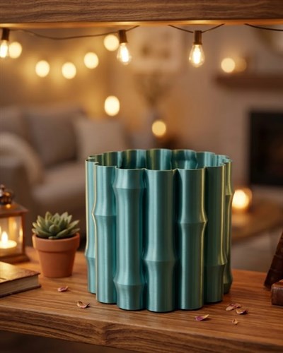 Parlak Yeşil Dekoratif Vazo Modern Tasarım Şık Masa Üstü Aksesuar