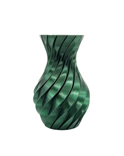 Parlak Yeşil Spiral 3D Baskı Vazo Şık Modern Dekoratif Obje