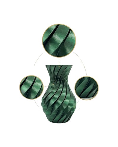 Parlak Yeşil Spiral 3D Baskı Vazo Şık Modern Dekoratif Obje