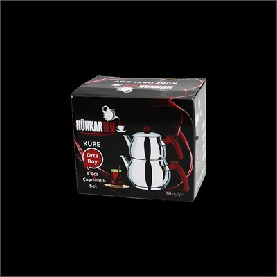 Paslanmaz Çelik Çaydanlık Seti (1L + 2L) Küre Model
