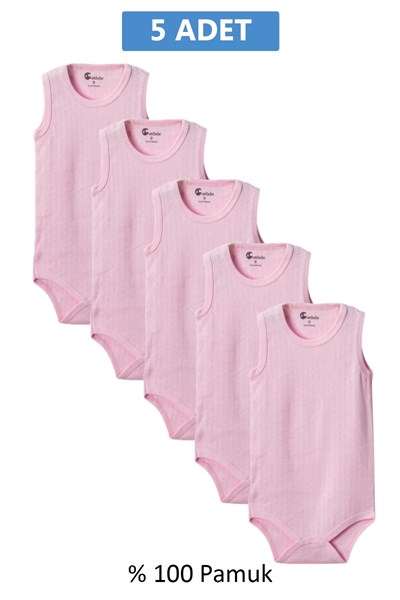 Pembe Askılı Body Zıbın 2-7 YAŞ Çocuklar İçin (5 ADET) Alttan Çıtçıtlı Özel Gereksinimli-D