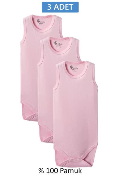 Pembe Askılı Body Zıbın 2-7 YAŞ Çocuklar İçin (3 ADET) Alttan Çıtçıtlı Özel Gereksinimli