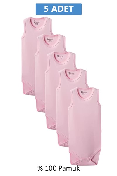 Pembe Askılı Body Zıbın 2-7 YAŞ Çocuklar İçin (5 ADET) Alttan Çıtçıtlı Özel Gereksinimli