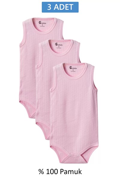 Pembe Askılı Body Zıbın 7-12 YAŞ Çocuklar İçin (3 ADET) Alttan Çıtçıtlı Özel Gereksinimli-D