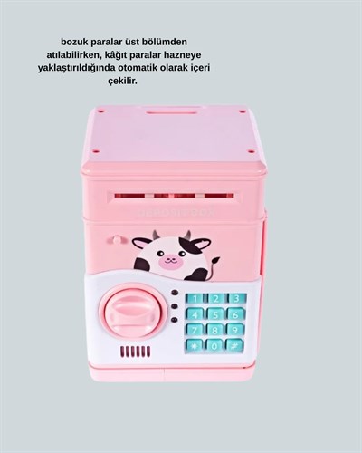 Pembe Elektronik Şifreli Otomatik Para Çeken ATM Kumbarası