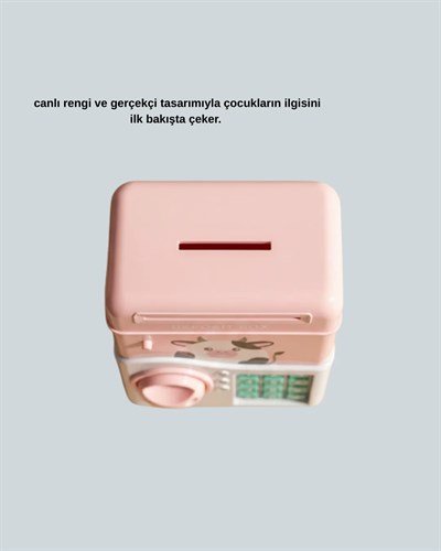 Pembe Elektronik Şifreli Otomatik Para Çeken ATM Kumbarası