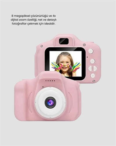 Pembe Mini 1080p HD Çocuk Kamera – 8MP, Video Kaydı,TF Kart Destekli