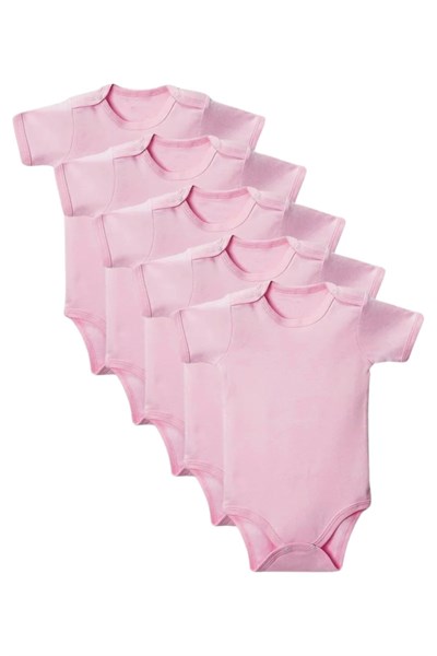 Pembe Yarım Kol Body Zıbın 7-12 YAŞ Çocuklar İçin (5 ADET) Alttan Çıtçıtlı Özel Gereksinimli