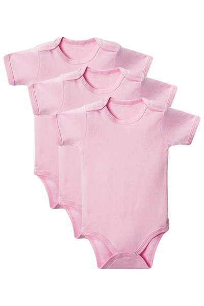 Pembe Yarım Kol Body Zıbın 7-12 YAŞ Çocuklar İçin (3 ADET) Alttan Çıtçıtlı Özel Gereksinimli