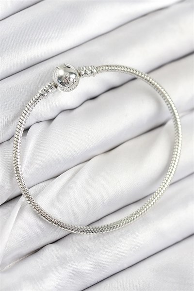 Pirinç Charm Topcuk Model Gümüş Renk Kadın Bileklik