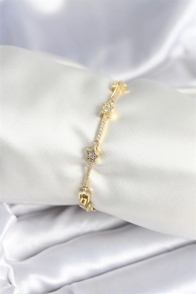 Pirinç Gold Renk Halley Yıldız Model Kadın Bileklik