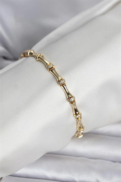 Pirinç Gold Renk Kemik Model Kadın Bileklik