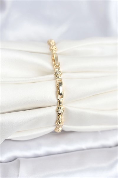 Pirinç Gold Renk VIP Seri Punta Model Zirkon Taşlı Kadın Bileklik