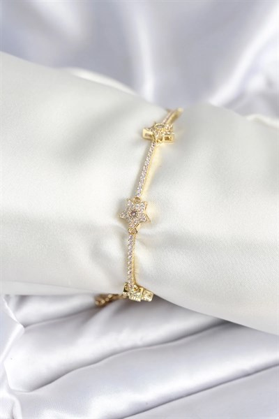 Pirinç Gold Renk Yıldız Model Kadın Bileklik