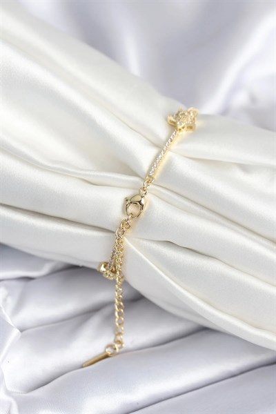 Pirinç Gold Renk Yıldız Model Kadın Bileklik