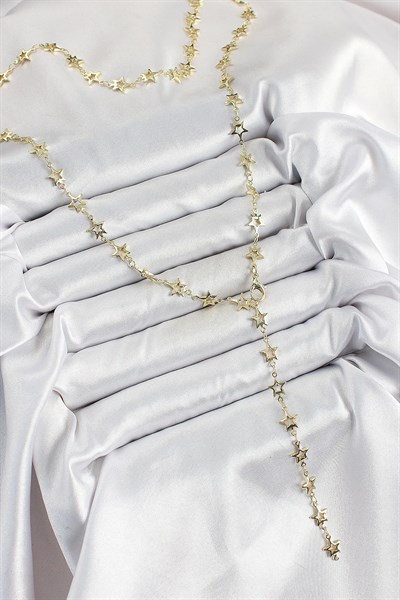 Pirinç Gold Renk Yıldızlı Kadın Y Kolye