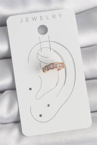 Pirinç Gold Renk Zirkon Taşlı Kadın Kıkırdak Küpe