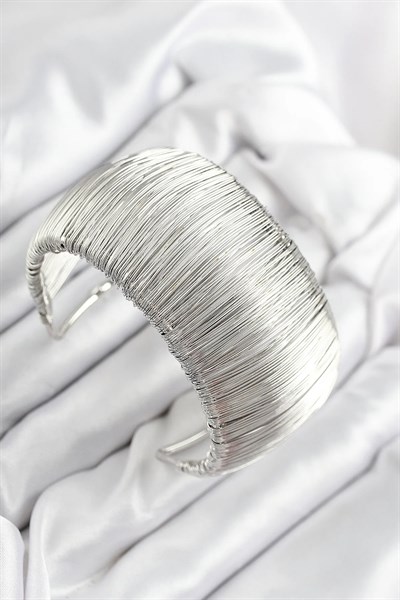 Pirinç Tel Sarma Model Gümüş Renk Kadın Bileklilk