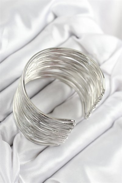 Pirinç Tel Sarma Model Gümüş Renk Kadın Bileklilk