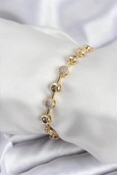 Pirinç VIP Seri Gold Renk Topçuk Model Kadın Bileklik