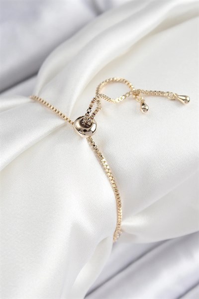 Pirinç Zirkon Taşlı Sıralı Ok Model Gold Renk Asansörlü Kadın Bileklik