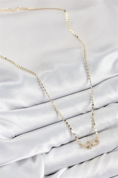 Pirinç Zirkon Taşlı Tifany Model Ezme Zincir Gold Renk Kadın Kolye