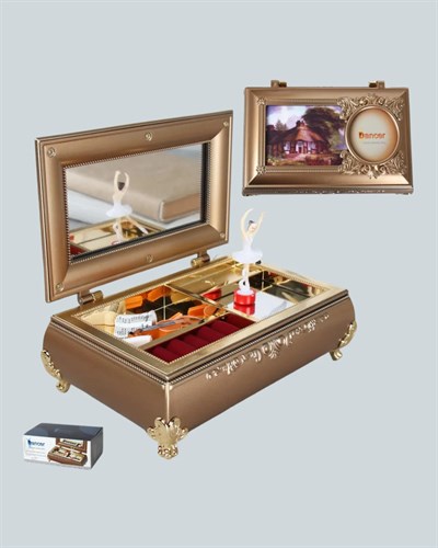 Piyano Şeklinde Balerinli Müzik Kutusu Takı Bölmeli Şık Model