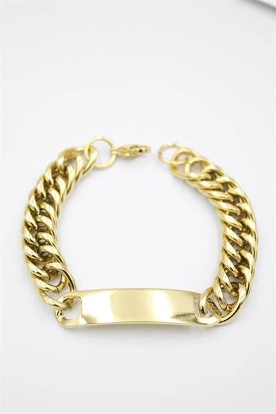 Plaka Zincir Bileklik - Altın