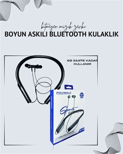 Polygold PG-100 Boyun Askılı Kablosuz Kulaklık – 200 Saat Bekleme Süresi, Stereo Ses, Mikrofonlu