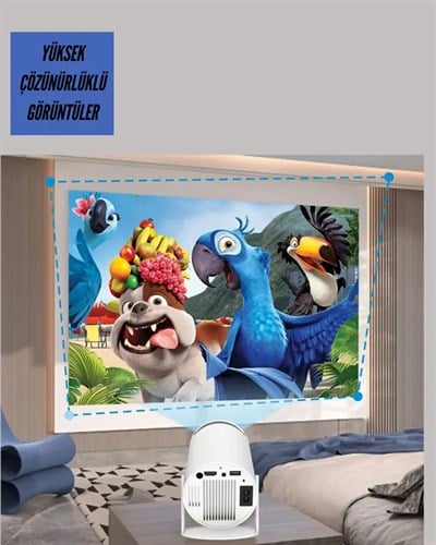 Portatif 4K Projeksiyon – 4.000 Uygulama, Kablosuz Yansıtma ve Bluetooth 5.0