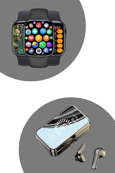 Powerbank Bluetooth Kulaklık Ve Yeni Model Akıllı Saat Seti ANC Özelliği Dokunamatik