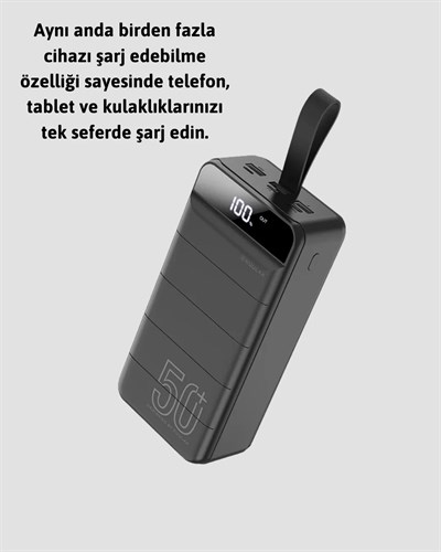 Profesyonel 50.000 mAh Powerbank – Aynı Anda Birden Fazla Cihaz Şarj Eden, Dayanıklı ve Güvenli Taşınabilir Şarj Cihazı