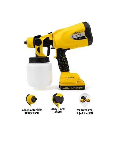 Profesyonel Akülü Püskürtme Tabanca Kablosuz Güçlü Boya Uygulama