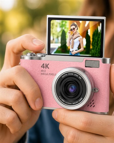 Profesyonel Çekim İçin 48 MP Kamera 18x Zoom Flip Ekran Dijital Kamera