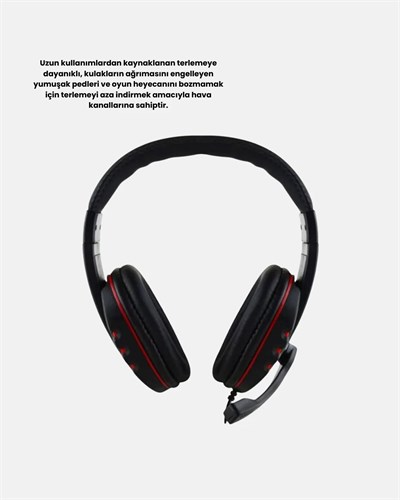 Profesyonel Gaming Kulaklık – Mikrofonlu, Yumuşak Pedli, Stereo Ses Kalitesi, Tere Dayanıklı