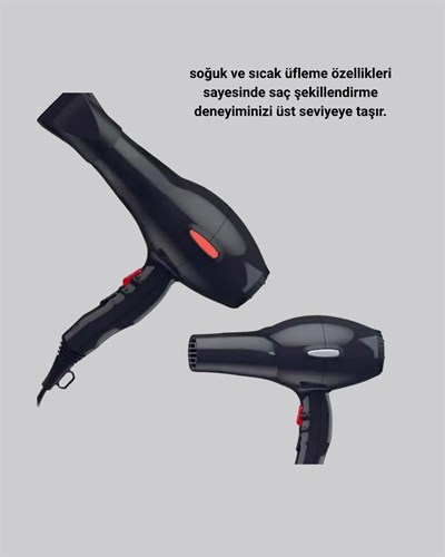 Profesyonel Saç Kurutma Makinesi – AC Motor, Soğuk Üfleme, 2 Hız Kademesi