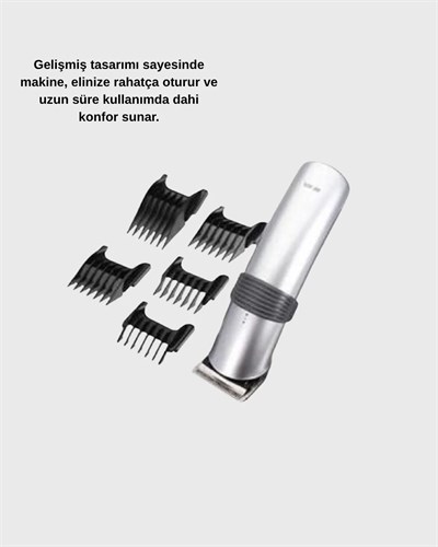 Profesyonel Şarjlı Saç ve Sakal Kesme Makinesi – Paslanmaz Çelik Bıçaklı, Ergonomik ve Sessiz Motorlu