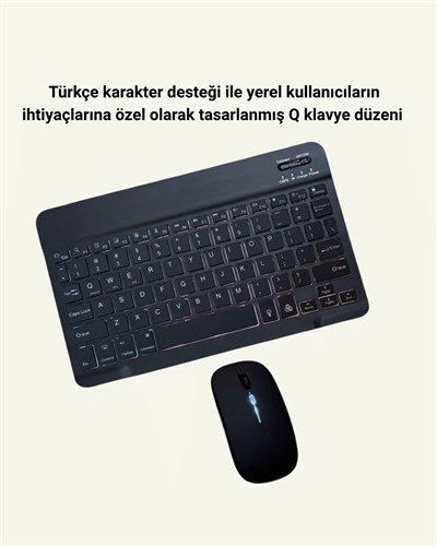 RGB Aydınlatmalı Şarjlı Kablosuz Klavye ve Mouse Seti – Modern ve Kompakt Tasarım