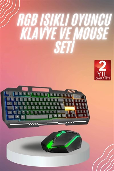 RGB Işıklı Gaming Oyuncu Klavye Q Klavye Mouse Hediyeli