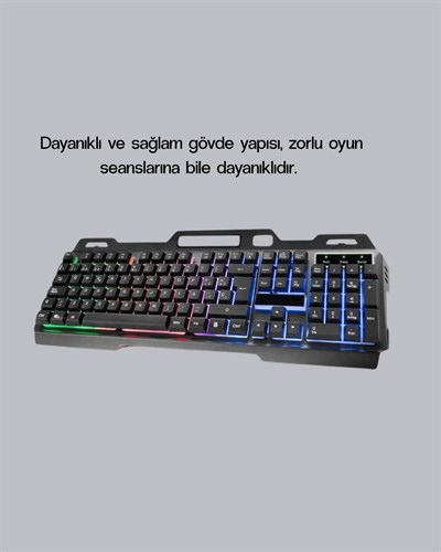 RGB Işıklı Oyuncu Klavye Mouse Seti – Türkçe Q, Ayarlanabilir DPI, Ergonomik ve Dayanıklı Tasarım