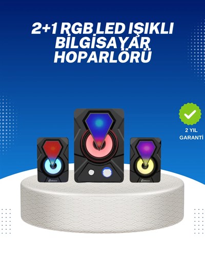 RGB Işıklı USB Hoparlör Seti 9W Çıkış Gücü Derin Bas