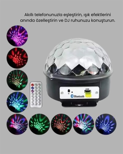RGB LED Disko Topu Projektör – Ev Partileri, Doğum Günleri ve Eğlence İçin Işık Şovu
