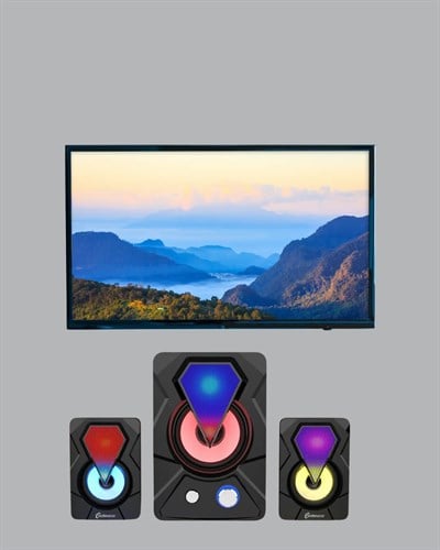 RGB LED Işıklı 2.1 USB Oyun Hoparlörü Derin Bas ve Net Ses