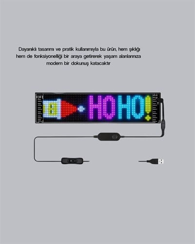 RGB LED Panel – Mobil Uyumlu, Yazı ve GIF Destekli, USB Bağlantılı Dekoratif Ekran